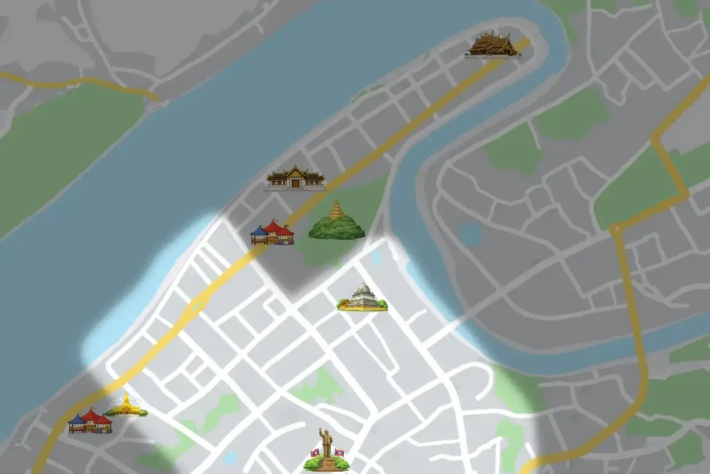 ルアンパバーンの外周エリアのマップ