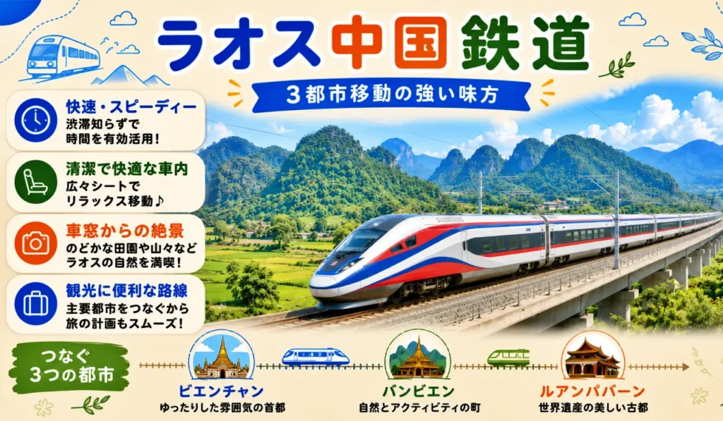 ラオス中国鉄道のメリットをまとめた図