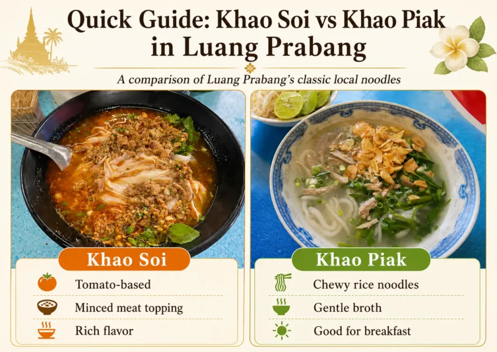 Comparison images of Khao Soi and Khao Piak