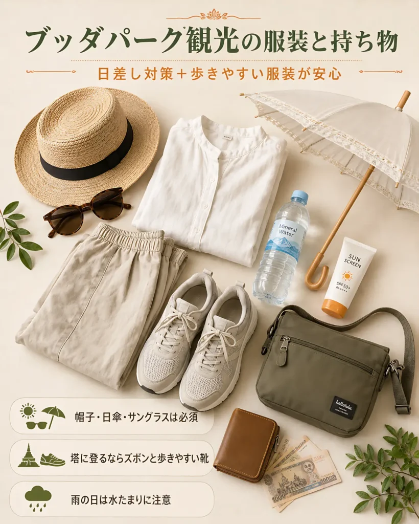 ブッダパーク観光におすすめの服装と持ち物