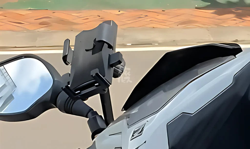 Elephant Motorbike Rentalのバイクに付いているスマホホルダー