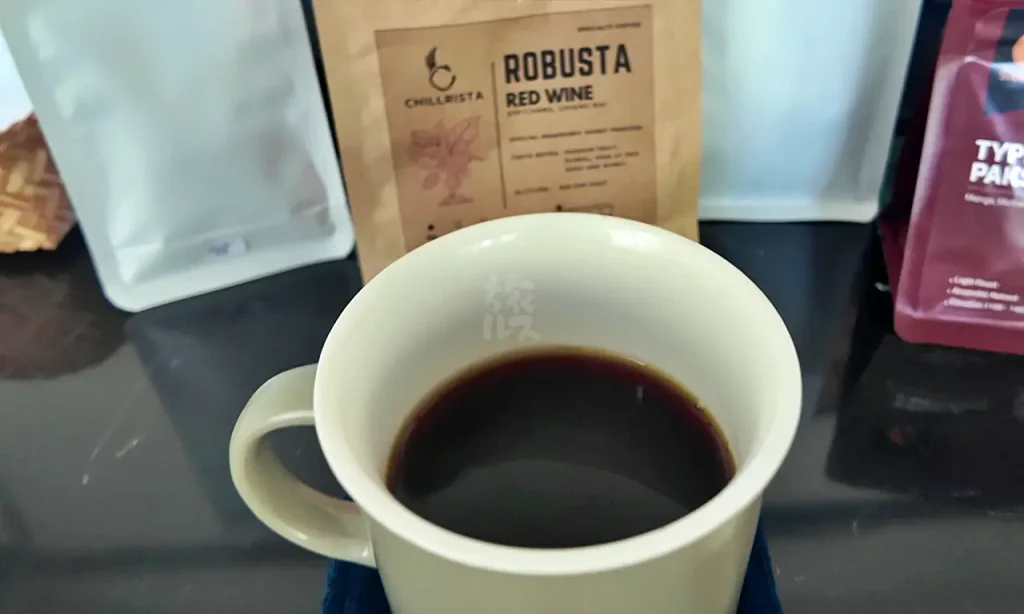 Hot coffee in a cup
